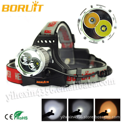 Boruit White/Yellow Light CREE LED Camping Headlamp